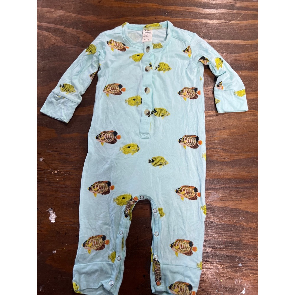 Kate Quinn Bamboo Tropical Fish Footless Sleeper Romper Blue 6-12M
